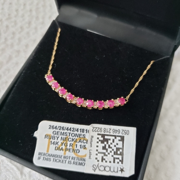 Ruby and Diamond Necklace in 14k Gold - Picture 2 of 3